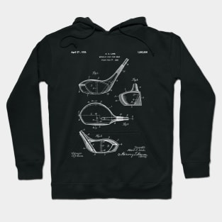 Golf Driver Patent - Golf Art - Black Chalkboard Hoodie